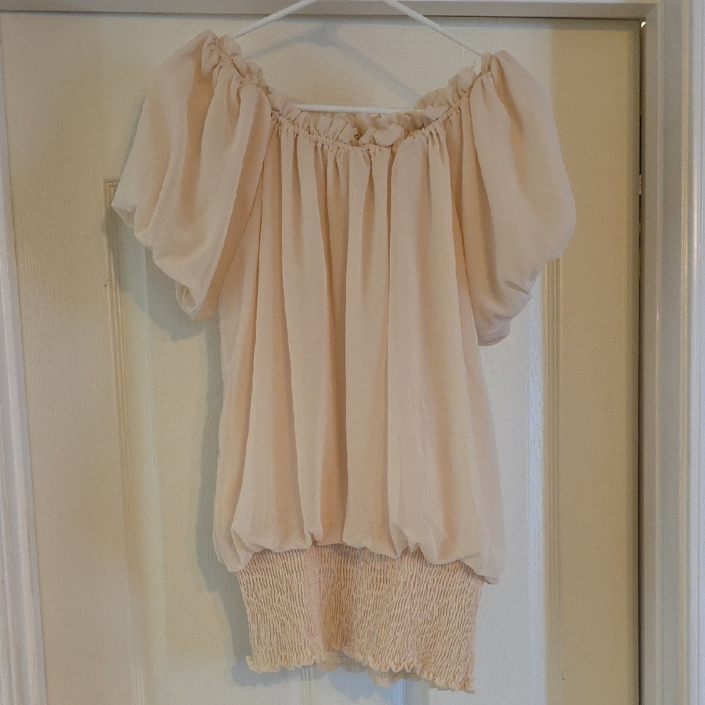 Elegant Cream Off-Shoulder Top